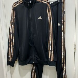 Adidas Essentials Track warmup sweat exercise jump suit jacket joggers set EUC